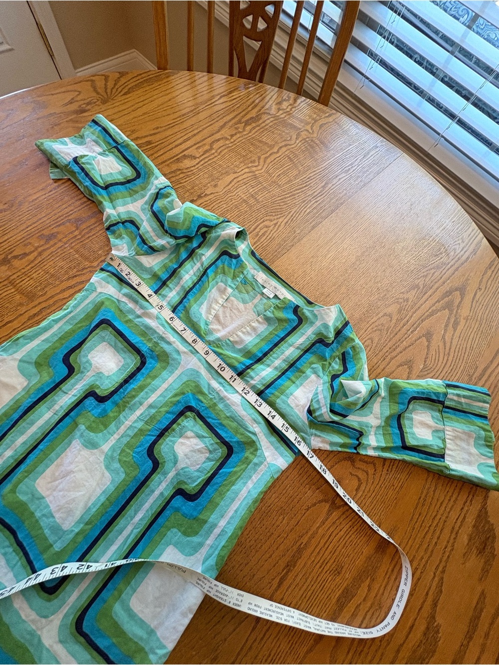Lesley Evers Ellie Light Cotton Tunic Dress XS Made in CA Beach Blue Green - Picture 9 of 9